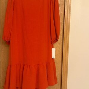 Orange Ruffle Hem Dress